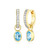 M by Monte Luna Gold-Plated Sterling Silver Swiss Blue Topaz & Lab-Created Diamond December Birthstone Charm Huggie Earrings