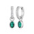 M by Monte Luna Rhodium-Plated Sterling Silver Lab-Created Emerald & Lab-Created Diamond May Birthstone Charm Huggie Earrings