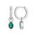 M by Monte Luna Rhodium-Plated Sterling Silver Lab-Created Emerald & Lab-Created Diamond May Birthstone Charm Huggie Earrings
