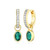 M by Monte Luna Gold-Plated Sterling Silver Lab-Created Emerald & Lab-Created Diamond May Birthstone Charm Huggie Earrings