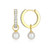 M by Monte Luna Gold-Plated Sterling Silver Cultured Freshwater Pearl & Lab-Created Diamond June Birthstone Charm Huggie Earrings