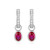 M by Monte Luna Rhodium-Plated Sterling Silver Lab-Created Ruby & Lab-Created Diamond July Birthstone Charm Huggie Earrings