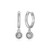 M by Monte Luna Rhodium-Plated Sterling Silver Lab-Created Diamond Round Beaded Halo Huggie Drop Earrings