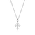 M by Monte Luna Rhodium-Plated Sterling Silver Lab-Created Diamond Flory Cross Pendant Necklace