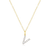 M by Monte Luna Gold-Plated Sterling Silver Lab-Created Diamond Letter "V" Initial Pendant Necklace