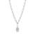 M by Monte Luna Rhodium-Plated Sterling Silver Cross Tag Pendant Lab-Created Diamond Paperclip Necklace