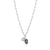 M by Monte Luna Rhodium-Plated Sterling Silver September Birthstone Lab-Created Sapphire & Lab-Created Diamond Mini Paperclip Necklace