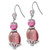 1928 Silver-Tone Purple Glass Stone & Acrylic Bead Dangle French Wire Earrings, 46 mm - View 2