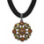 1928 Jewelry Black-Plated Brown Smokey and Dark Colorado Glass & Acrylic Beads Adjustable 16 Inch Black Velour Cord Necklace with 3 Inch Extension
