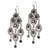 1928 Jewelry Silver-Tone Jet Black Glass Stones Chandelier Dangle French Wire Earrings, 73 mm - View 2