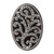 1928 Silver-Tone Black Enamel and Black Crystal Vintage Vine Pattern Stretch Ring, 10.1 mm - View 4