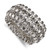 1928 Jewelry Silver-Tone Wide Jet Black and Clear Crystals and Acrylic Stones Stretch Bracelet