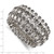 1928 Jewelry Silver-Tone Wide Jet Black and Clear Crystals and Acrylic Stones Stretch Bracelet - View 3
