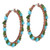 1928 Jewelry Copper-Tone Green Teal and Brown Faceted Acrylic Bead Hoop Earrings, 47 mm - View 2