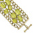 1928 Jewelry Brass-Tone Link and Olive Green Faceted Acrylic Beads Wide Six Row 8 Inch Toggle Bracelet