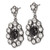 1928 Silver-Tone & Antiqued Black Flowers & Crystal Post Dangle Earrings, 41 mm - View 2