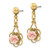 1928 Jewelry Gold-Tone Filigree Pink Porcelain Rose Dangle Earrings, 26 mm - View 2