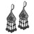1928 Jewelry Black-Plated Filigree Pear Shaped and Faceted Jet Black Epoxy Stones Dangle Leverback Drop Earrings, 63 mm - View 2