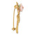1928 Gold-Tone Pink Porcelain Rose and Pink Crystal Flower Pin Brooch - View 2