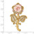 1928 Gold-Tone Pink Porcelain Rose and Pink Crystal Flower Pin Brooch - View 3