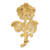 1928 Gold-Tone Pink Porcelain Rose and Pink Crystal Flower Pin Brooch - View 4