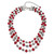1928 Jewelry Silver-Tone Three Strand Red and Grey Epoxy Faceted Stone Adjustable 16 Inch Necklace with 3 Inch Extension - View 3