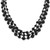 1928 Jewelry Black-Plated Jet Black Glass Faceted Bead Graduated Three Strand Adjustable 16 Inch Necklace with 3 Inch Extension