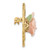 1928 Jewelry Gold-Tone Filigree Pink Rose Porcelain Flower Pin Brooch - View 2