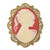 1928 Jewelry Gold-Tone Filigree Frame Ivory Colored Lady Acrylic Cameo Pin Brooch