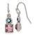 1928 Jewelry Silver-Tone Purple Square and Aurora Borealis Round Crystal Wire Drop French Wire Earrings, 24.5 mm