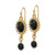 1928 Gold-Toned Black Crystal Oval Shape and Bead Drop French Wire Earrings, 42.66 mm - View 2
