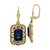 1928 Gold-Tone Blue Crystal Square Dangle Leverback Drop Earrings, 49.43 mm