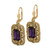 1928 Gold-Tone Purple Crystal Square Dangle Leverback Drop Earrings, 49.43 mm - View 2