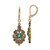 1928 Antique Gold-Tone Blue Glass Aurora Borealis Sheen Leverback Dangle Earrings, 47.49 mm