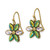 1928 Gold-Tone Blue Iridescent Aurora Borealis Glass Stone Flower Dangle French Wire Earrings, 24.15 mm - View 2