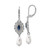 1928 Silver-Tone Blue Crystal with Simulated Pearl Dangle Leverback Drop Earrings, 48.05 mm