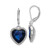 1928 Silver-Tone White and Blue Crystal Heart Dangle Leverback Drop Earrings, 33.7 mm