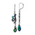 1928 Silver-Tone Blue Crystal and Iridescent Aurora Borealis Bead Dangle Leverback Earrings, 57.81 mm