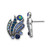 1928 Silver-Tone Blue Crystal and Iridescent Aurora Borealis Stone Petal Stud Earrings, 21.23 mm