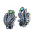 1928 Silver-Tone Blue Crystal and Iridescent Aurora Borealis Stone Petal Stud Earrings, 21.23 mm - View 2