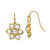 1928 Gold-Tone Simulated Lab-Created Opal and Crystal Flower Dangle French Wire Earrings, 25.9 mm