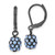 1928 Black-Plated Blue Glass Stone Ball Leverback Drop Earrings, 26 mm