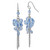 1928 Silver-Tone Blue Glass Beads Cluster Drop French Wire Earrings, 68 mm
