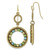 1928 Jewelry Brass-Tone Textured Frame Blue Green and Light Colorado Crystal Double Circle Dangle French Wire Earrings, 52 mm