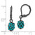 1928 Jewelry Black-Plated Teal Glass Stones Fireball Dangle Leverback Drop Earrings, 24 mm - View 3