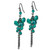 1928 Black-Plated Dark Green Glass Beads Dangle French Wire Earrings, 68 mm - View 2