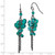 1928 Black-Plated Dark Green Glass Beads Dangle French Wire Earrings, 68 mm - View 3