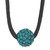 1928 Jewelry Black-Plated Teal Glass Stones Fireball Adjustable 16 Inch Satin Cord Necklace with 3 Inch Extension