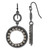 1928 Black-Plated Smoky Crystal Circle Dangle French Wire Earrings, 54 mm