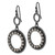 1928 Black-Plated Smoky Crystal Circle Dangle French Wire Earrings, 54 mm - View 2